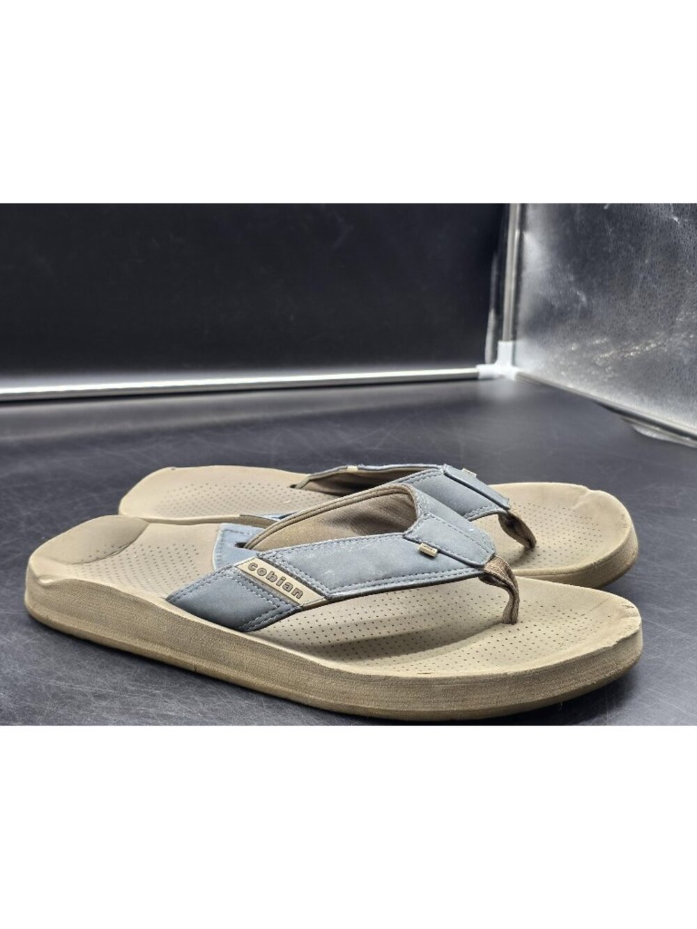 Cobian Sandals Mens Size 12 Blue Thong Flip Flops Cushioned Stains Damage